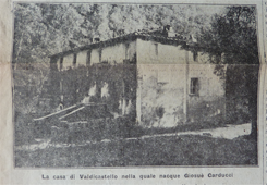 Casa nativa di Carducci da un ritaglio di giornale