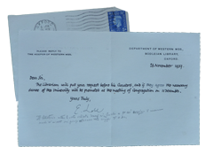Lettera della Bodleian Library di Oxford