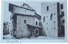 Cartolina con illustrazione della casa di Dante a Firenze
