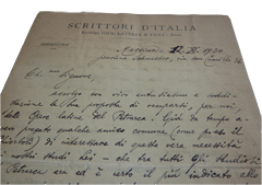 Lettera di Santino Caramella, direttore della collana Scrittori d'Italia edita da Laterza