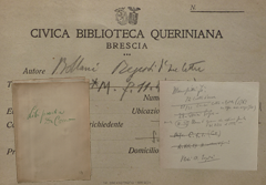 Fascicolo contenente liste di libri dati in prestito all'amico Ugo da Como