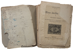 Lavoro preparatorio all'edizione delle Rime inedite di Giuseppe Parini: abbozzo indice e copertina