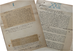 Carte con ritagli a stampa e correzioni manoscritte per le Rime inedite