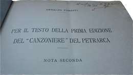 Per il testo della prima edizione del Canzoniere del Petrarca, nota seconda