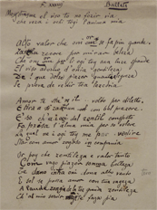 Annotazione di una poesia popolare del Quattrocento trascritta da un notaio bergomense